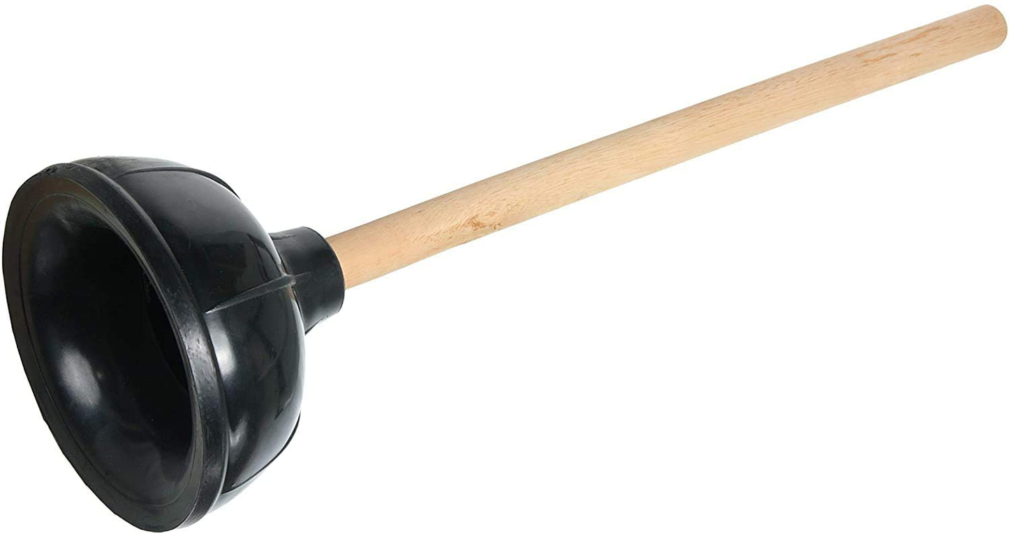 TOILET PLUNGER 18" Wooden Handle HEAVY DUTY Rubber Flange Pump Declogger Sink